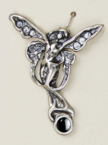 Sterling Silver Fairy of Joy Drop Dangle Earrings With Hematite